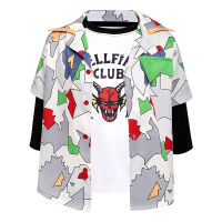 【cw】 Stranger Things 4Dustin Shirt for Children T Shirt Hellfire Club Shirt ST4 Halloween Party Suit ！