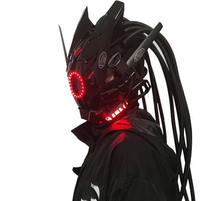 Upgrade Predator Tube Dreadlocks Mask Cosplay Matrix Machines Squids Sentinel Cyberpunk Masks Red LED Light Props Halloween