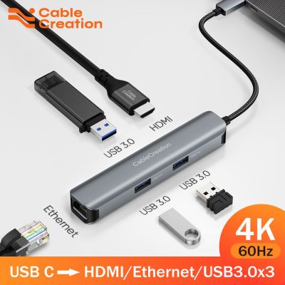 5ใน1 USB ฮับ C ชนิด C ถึง HDMI 4K 60Hz อะแดปเตอร์สำหรับ MacBook USB3.0 RJ45อากาศ2020 iPad Pro M1อุปกรณ์เสริมสำหรับ PC ตัวแยก USB C Feona
