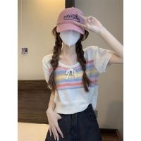 เสื้อยืด Aki20สั้นมีสายรูดสไตล์ฝรั่งเศสสำหรับผู้หญิงเสื้อแจ็คเก็ตแขนสั้นมีเอกลักษณ์และสวยงามฤดูร้อน