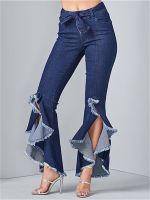 Charmingtrend 2023 Nova Moda Denim Queimado Calças De Cita Feminino Para Fora Hem Streetwear Roupas Festa