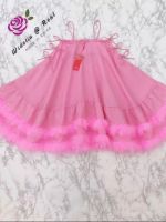 P010-087 PIMNADACLOSET - Pink Feather Mini Dress