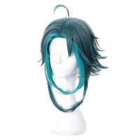 【YEZE】 Shipiaoya Aniem Genshin Impact Xiao 40cm Green Mixed Cosplay Wig Braided Synthetic Hair