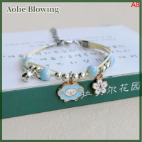 Aolie สร้อยข้อมือรูปกระต่ายการ์ตูนน่ารักแบบเรียบง่ายใหม่สำหรับนักเรียนหญิงของขวัญสำหรับเพื่อนเครื่องประดับแบบปราดเปรียว