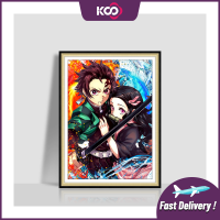 【 Ks】5D สังหารอสูรเจาะเต็มรอบอนิเมะญี่ปุ่น Kimetsu No Yaiba ภาพวาดเพชร Diy สำหรับ30x40cm บ้านผนังตกแต่ง