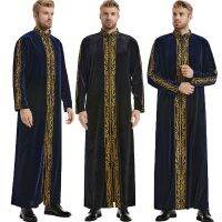 ชุดมุสลิม Jua Thobe ศาสนาอิสลาม,ชุดผ้ากำมะหยี่ Kaftan Thoub Jubah Saudi อาหรับ Jubah Caftan Thawb