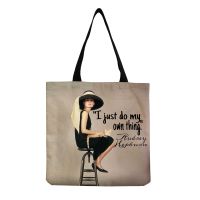 【jw】❀  Hipster Hepburn Design Tote Woman With Hood Printed Handbag Large Capacity Shopping Female