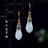 White Orchid Ancient Style Earrings New 2021 Vintage Earrings Round Face Cheongsam Chinese Style Earrings Women Show Thin Temperament 6JB5 6JB5