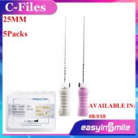 5Packs(6Pcs/Pack) Dental Endodontic Root Canal Endo Cathterization File 25MM Stainless Steel C-Files Tips #8-#10 For Dentistry