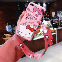 สำหรับ Samsung A50 A50s A10 A30 A20 A10s A20s A30sA70 A70s M20 A5 2017 A5 2018การ์ตูนสีชมพู Hello Kitty Soft ซิลิโคนตุ๊กตา Lanyard โทรศัพท์กรณี