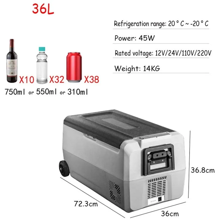 36/50/60L Alpicool Auto Car Refrigerator 12V Compressor Portable