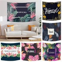 Summer Enthusiastic Tropical Plant Flower Flamingo Printed Polyester Tapestry Wall Hanging Tapestries For Bedroom Dorm Decor