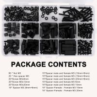 260PCS M3 Male Female Nylon Hex Spacer Standoff Screw Nut Threaded Pillar PCB Motherboard Assorted Assortment Kit