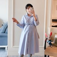 【DT】hot！ New Maternity Dresses Shirt Sleeve Business Gown Korean Pregnancy