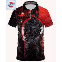 BLACK-RED TACTICAL POLO SHIRT Black Red Breathable and Comfortable（Contact the seller, free customization）