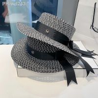 Sun Hat Ladies Hats Wide Brim Straw Hat Women Summer Cap Party Dress Black Bow Beach Hat