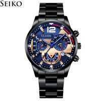 นาฬิกาข้อมือ Seiko สำหรับผู้ชายนาฬิกาข้อมือสายรัดเหล็กควอตซ์อินเทรนด์ของแท้