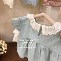 Spot parcel post Girls summer suits 2023 New Baby Girl Super Cute Trendy Summer Clothes Little Girl Western Style Fashion Two-Piece Set