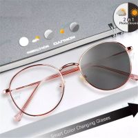 Photochromic Glasses Women Sun Glasses Anti Blue Glasses Metal Glasses Frame UV400 Sunglasses Alloy Vintage Sunglasses Cycling Sunglasses