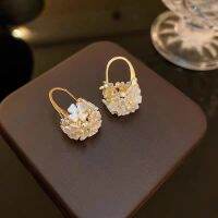 【hot】✽☄  2023 new design sense white bouquet flower basket pendant earrings elegant accessories for women Korean fashion