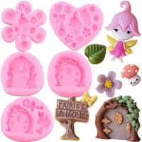 Fairy Garden Gnome Door Window Silicone Molds Flower Leaf Mushroom Cupcake Topper Fondant Cake Decorating Tools Chocolate Moulds Bread Cake  Cookie Ac