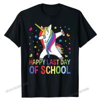 Happy Last Day Of School Teacher Student Grad Unicorn Shirt Fashion Men Top T-Shirts Comics T Shirt Cotton Printed High Quality T-Shirt