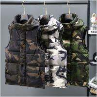 ZZOOI Autumn winter new hooded waistcoat men casual down cotton vest camo large size student jacket fashion vest sleeveless warm coat