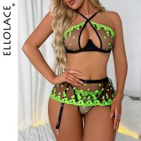 ZZOOI Ellolace Valentine Lingerie Red Lip Embroidery Exotic Costumes Transparent Halter Underwear Sexy Outfits Sissy  Sets