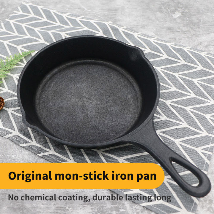 1pc Frying Pan 26cm/10'', Cast Iron Flat-bottomed Pan For Frying Meat, Made  Of Cast Iron Material Without Chemical Coating, Cast Iron Pre-cooking Pot