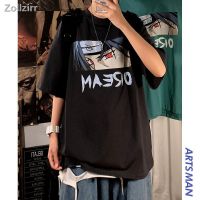 (เตรียมจัดส่ง)Zollzirrnaruto เสื้อครอปแขนสั้น เสื้ oversize เสื้อยืดผู้ชายแขนสั้นนารูโตะเวอร์ชั่นเกาหลีของเทรนด์ฤดูร้อนหลวมแขนห้าจุดสไตล์ฮ่องกงครึ่งแขนอะนิเมะด้านบนอุจิวะอิทาจิ