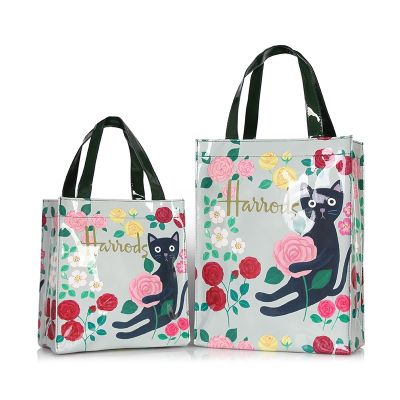 London Style PVC Reusable Shopping Purses Large Eco Friendly Flower Womens Tote Shopper Bag Summer Waterproof Beach Handbag