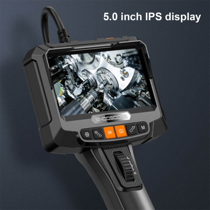 s10กล่องส่องสำรับอุตสาหกรรมหมุน-5นิ้ว-hd-ips-display-8mm-1080p-กล้องคู่-endoscope-teslon-กล้องส่องรูเจาะแบบวีดีโอประกบ-ip67กันน้ำสายเคเบิลที่ยืดหยุ่น1-5m-พร้อมกล้องเอนโดสโคป9ไฟ-led