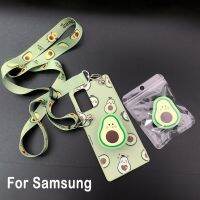 (Great. Cell phone case)3D การ์ตูน Avocado ผู้ถือ Lanyard Soft สำหรับ Samsung S21 S20 Plus หมายเหตุ20 Ultra A51 A71 A52 A72 A31 A41 A11ฝาครอบ