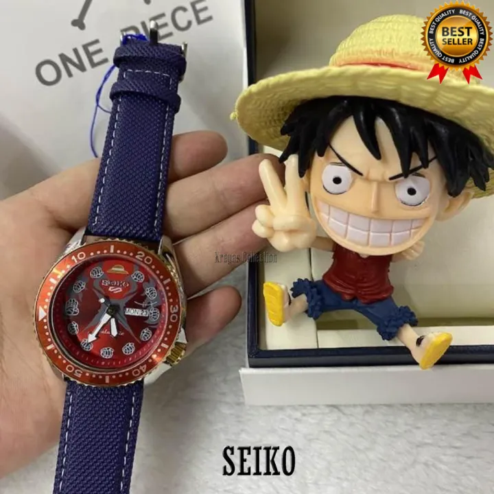 Seiko 5 Sports SRPF Day & Date One Piece LE LUFFY Red Dial Dark Blue  Leather Strap Watch for Men | Lazada PH