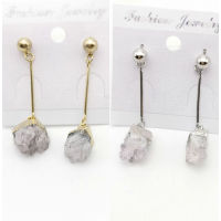 nd Jewelry Natural Quartz Crystal Druse Gems Jewellery Women Push Back Earring Irregular Stone Charms Dangle Brinco