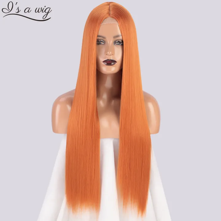 long orange wig