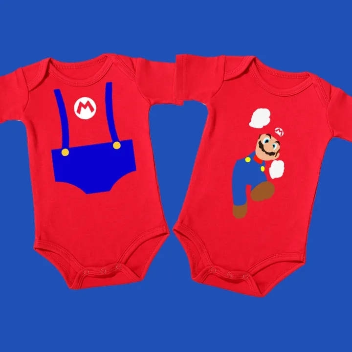 { Receive Need 15 Days } Super Mario Costume Baby Onesie New Born Baby