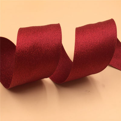 38MM X 25yards Shiny Red Satin Ribbon Wired Edged for Gift Packaging Flower Decoration N2158