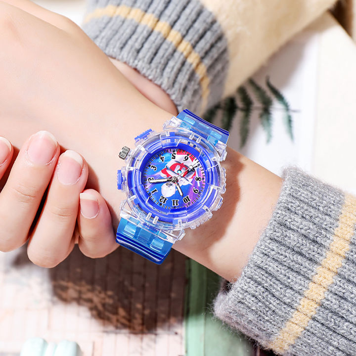 นาฬิกาของเล่นนาฬิกา-led-สำหรับเด็กนาฬิกาของเล่นกระพริบส่องสว่างการ์ตูนอุลตร้าแมนสำหรับนาฬิกาของเล่น