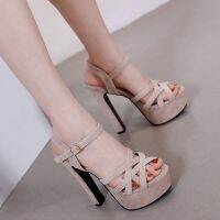 New y peep toe platform Thick high heel women sandals