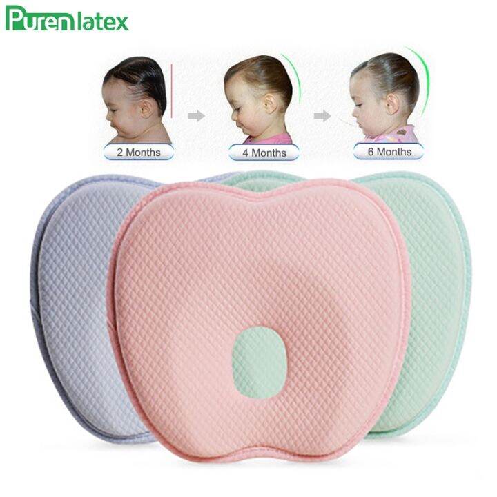 【CW】 № Purenlatex Newborn Baby Head Shaping Pillow 012 Months Memory Foam Preventing Flat Head