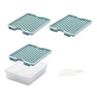 2Pcs Ice Tray with Cover and Ice Storage Box, Small Round Ice Tray, Suitable for Cold Drinks, Blue