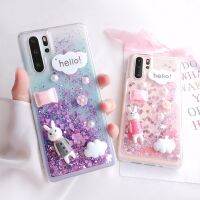 [ข้อเสนอพิเศษ] Romwe  Liquid Glitter Clear สำหรับ Huawei P40 Lite P50 P30 Pro กรณี3D กระต่ายน่ารักโปร่งใส Fundas P20 Lite P30 P40ฝาครอบ