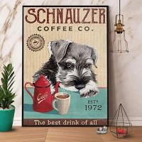 Schnauzer Dog Coffee Tin Sign Poster Retro Street Garage Home Cafe Bar Kitchen Farm Wall Decoration Bathroom Metal Tin Sign Gift