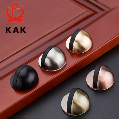 KAK Zinc Alloy Rubber Door Stopper  Black Gold Nail-free Sticker Hidden Door Holder Catch Floor Mounted Door Stop Door Hardware Door Hardware Locks