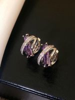 2023 Genuine  Light luxury purple French earrings niche design high-end small and exquisite earrings for women 2023 new trendy earrings