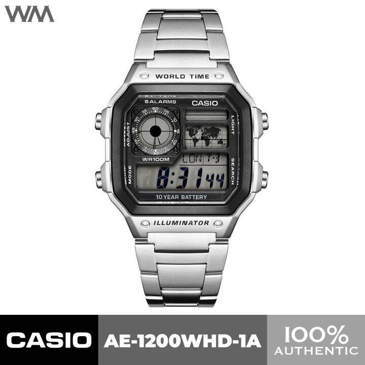 Casio Classic Retro World Time Illuminator Digital Quartz Watch AE ...