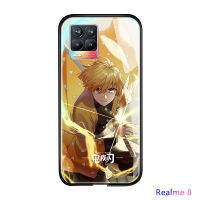 UCUC เคสโทรศัพท์เคสสำหรับ Realme 8ปลอก Realme 8 Pro กันกระแทกอะนิเมะเคสมือถือ เคสโทรศัพท์ เคสหญิง Demon Slayer เคสโทรศัพท์ Kimetsu ไม่มี Yaiba Tanjirou Nezuko Glossy กระจกเทมเปอร์ปลอก