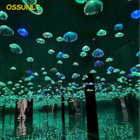 Square Decorative Lights Colorful Fiber Optic LED Jellyfish Light Chandelier Christmas New Years Decor Festoon Garlands Outdoor