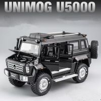 1:28 Unimog U5000รถโลหะผสมโมเดล Diecast Amp; ของเล่นโลหะ Off-Road โมเดลรถยนต์จำลองเสียงและคอลเลกชันแสง